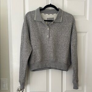 Madewell Gray Collared Cropped Sweatshirt